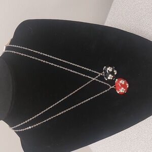 2003 Noblesse Collection Butterfly Hearts Fashion Necklaces Lot Of 2 Black & Red